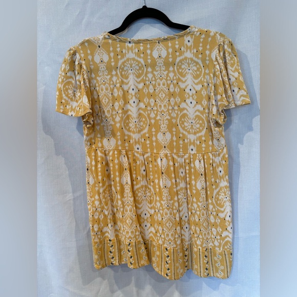 Knox Rose short sleeve floral flare top yellow embroidered detailing sz XS - Picture 2 of 6